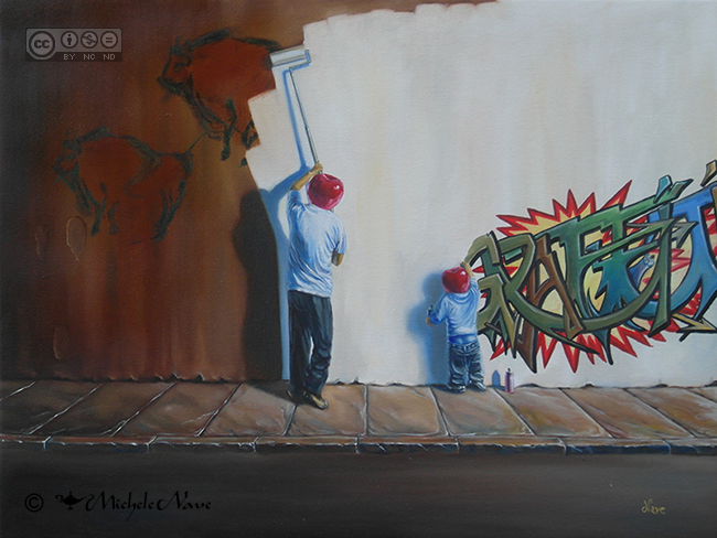 graffiti opera surrealista olio su tela bambino writer