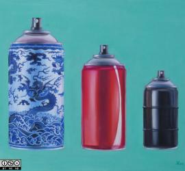 Matrioske cinesi quadro neosurrealista bombolette spray Streetart