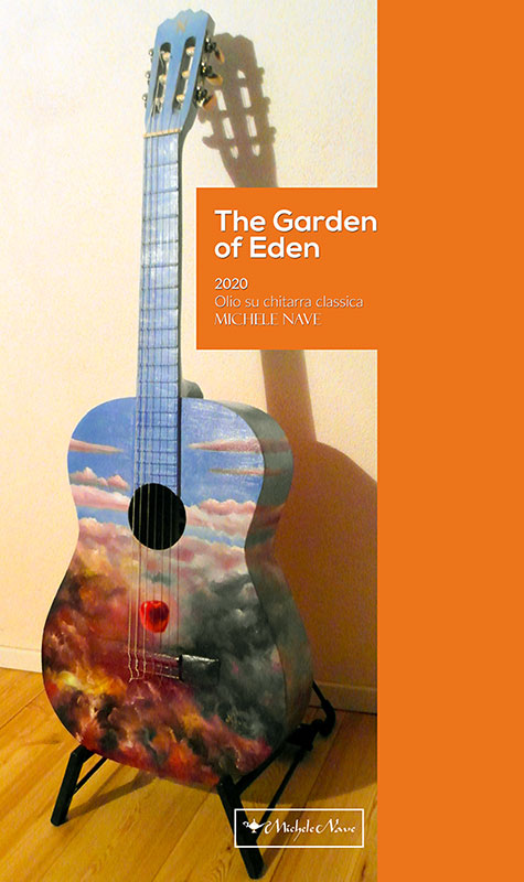 The garden of Eden quadro olio su chitarra classica Il giardino dell'Eden
