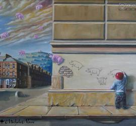 La forza del segno e dell'immaginazione quadro surrealista bambino dipinge