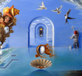 Leda e il cigno quadro neosurrealista